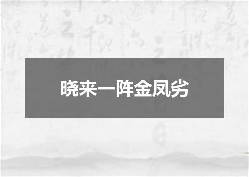 晓来一阵金凤劣