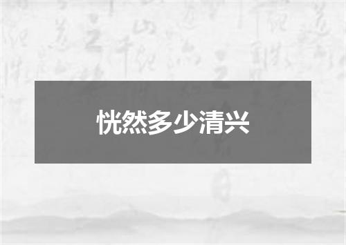 恍然多少清兴