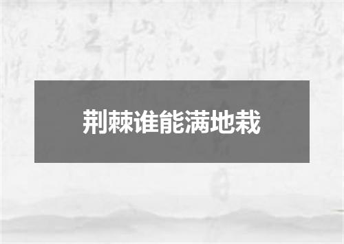 荆棘谁能满地栽