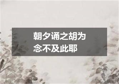 朝夕诵之胡为念不及此耶
