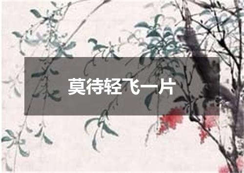 莫待轻飞一片