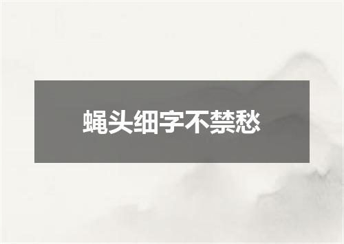蝇头细字不禁愁