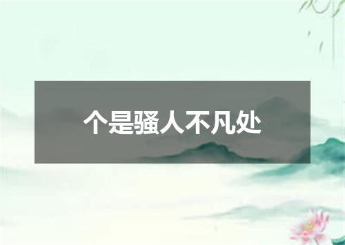 个是骚人不凡处