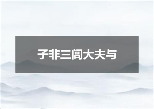 子非三闾大夫与