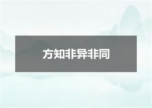 方知非异非同