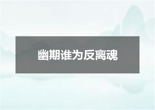 幽期谁为反离魂