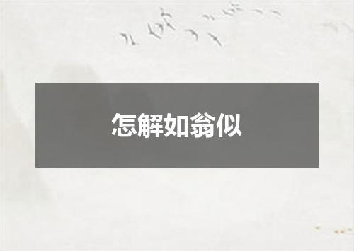 怎解如翁似