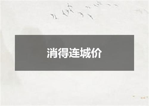 消得连城价