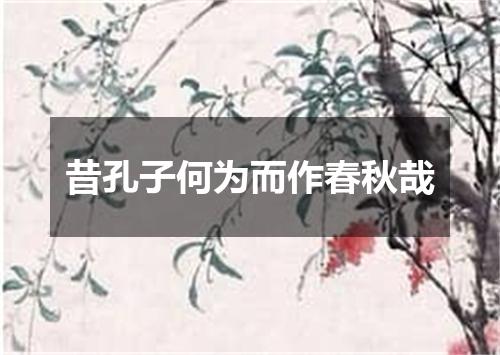 昔孔子何为而作春秋哉