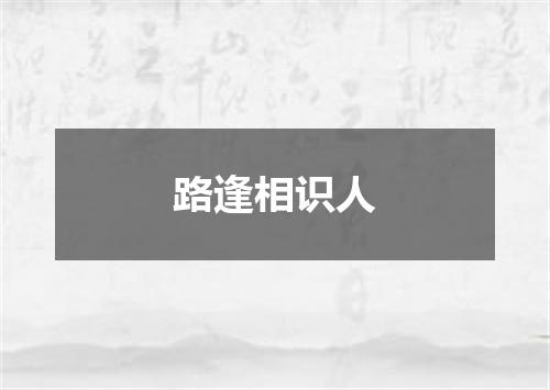 路逢相识人