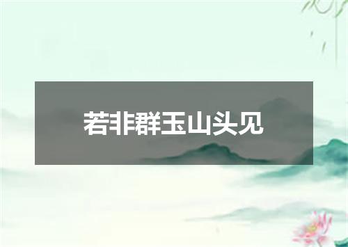 若非群玉山头见