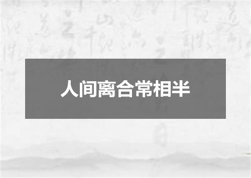 人间离合常相半