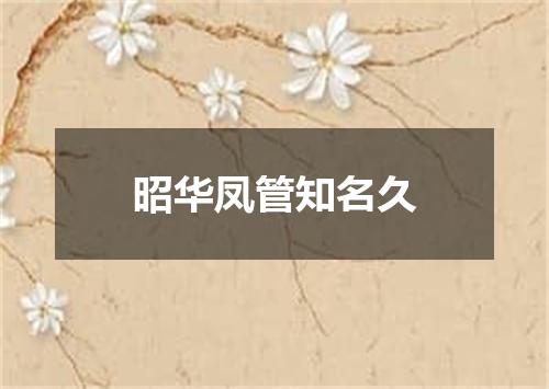 昭华凤管知名久