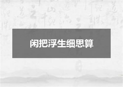 闲把浮生细思算