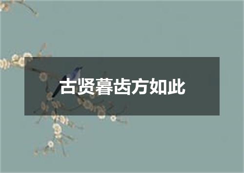 古贤暮齿方如此