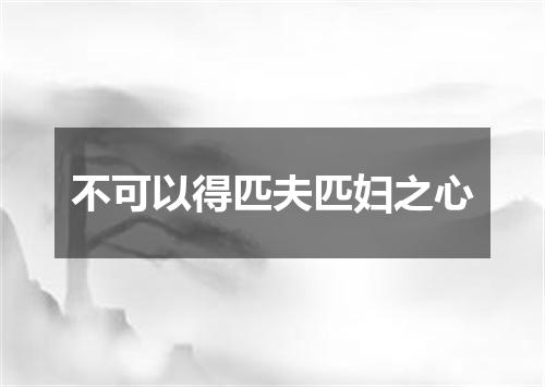 不可以得匹夫匹妇之心