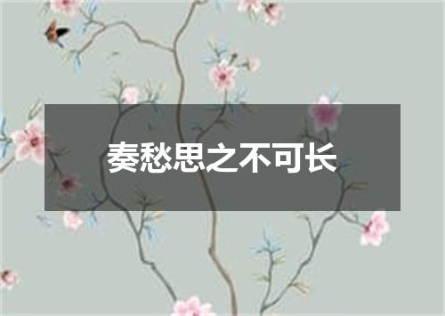 奏愁思之不可长