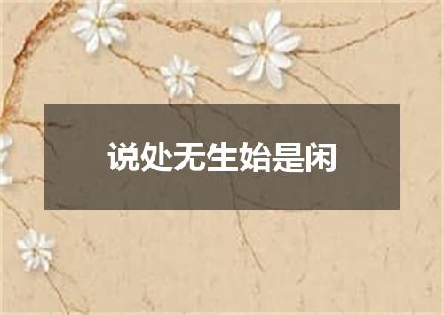 说处无生始是闲