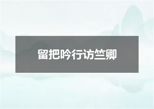 留把吟行访竺卿