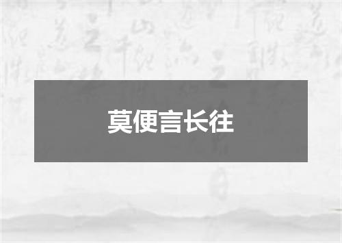 莫便言长往
