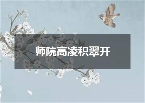 师院高凌积翠开