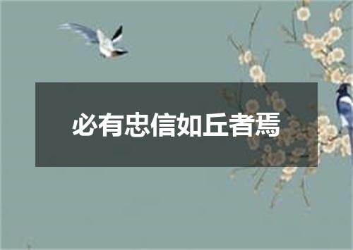 必有忠信如丘者焉