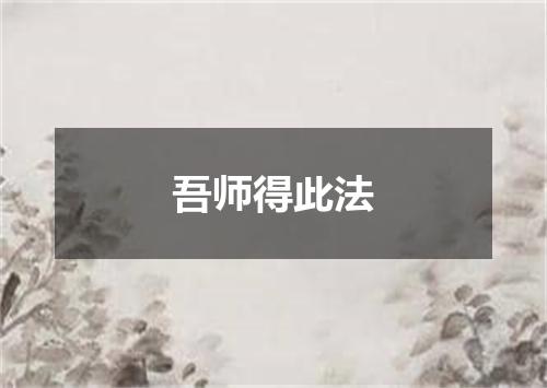 吾师得此法