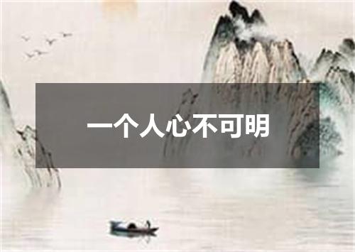 一个人心不可明