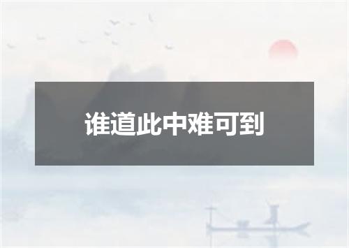 谁道此中难可到