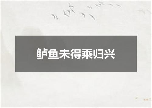 鲈鱼未得乘归兴
