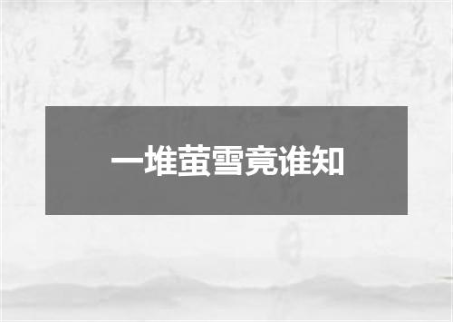一堆萤雪竟谁知