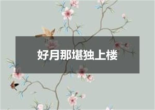 好月那堪独上楼