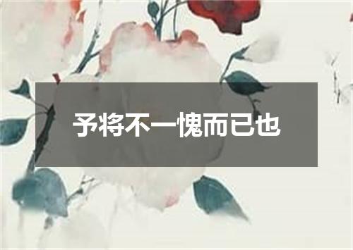 予将不一愧而已也