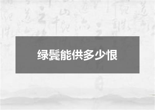 绿鬓能供多少恨