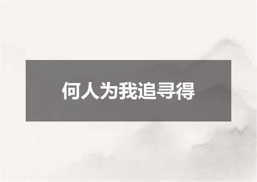 何人为我追寻得