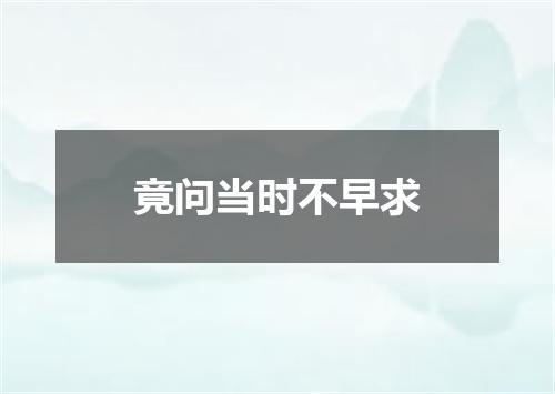 竟问当时不早求