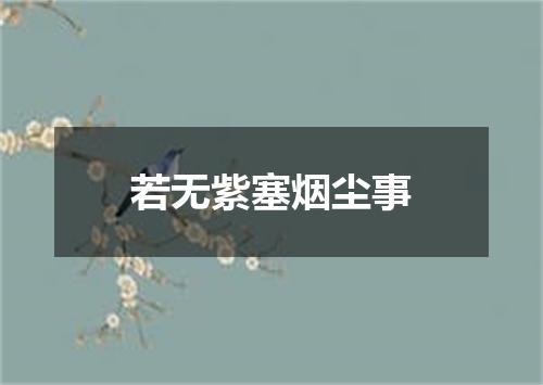 若无紫塞烟尘事
