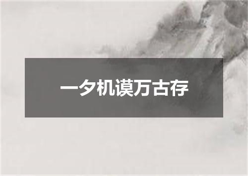 一夕机谟万古存