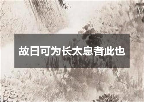 故曰可为长太息者此也