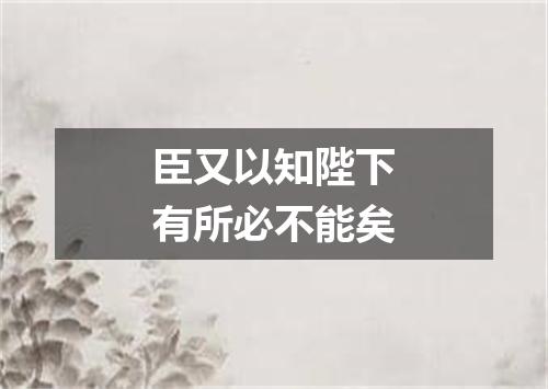 臣又以知陛下有所必不能矣