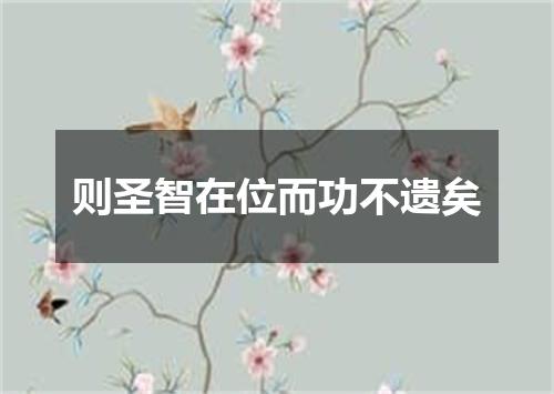 则圣智在位而功不遗矣
