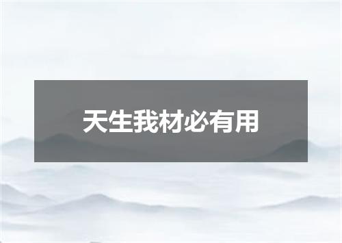 天生我材必有用