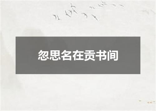 忽思名在贡书间
