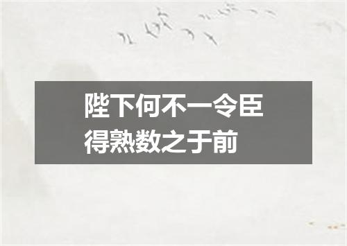 陛下何不一令臣得熟数之于前