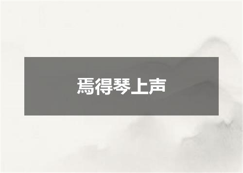 焉得琴上声