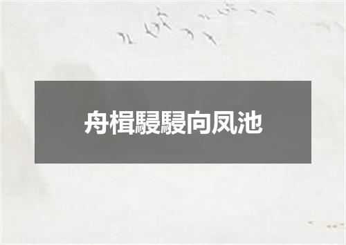 舟楫駸駸向凤池