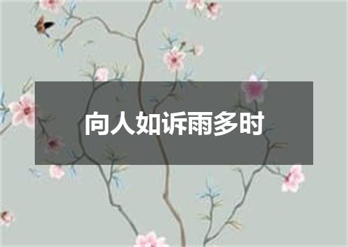向人如诉雨多时