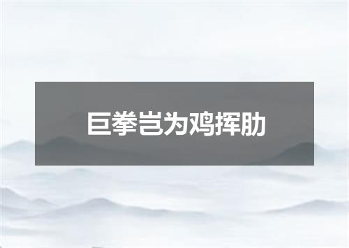 巨拳岂为鸡挥肋