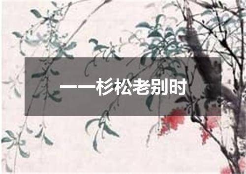 一一杉松老别时