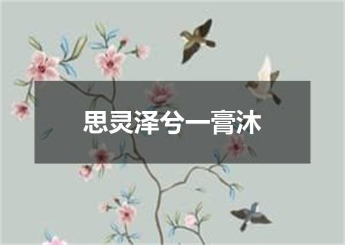思灵泽兮一膏沐